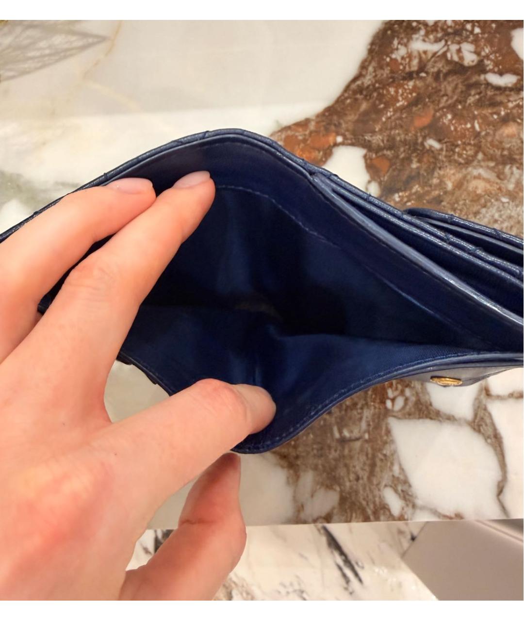 CHRISTIAN DIOR Темно-синий кожаный кошелек, фото 5