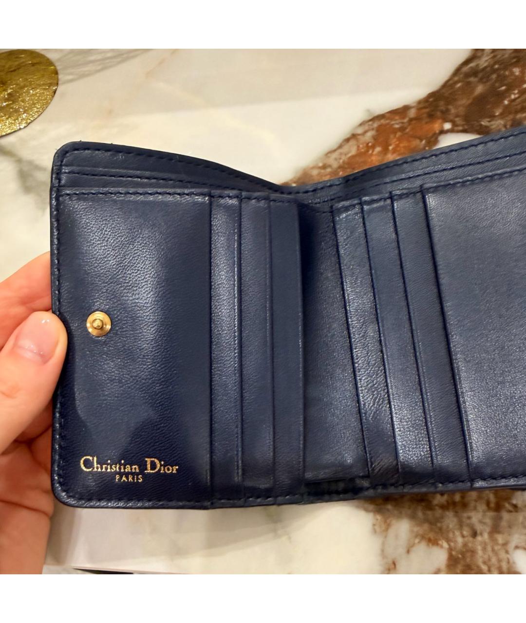 CHRISTIAN DIOR Темно-синий кожаный кошелек, фото 4