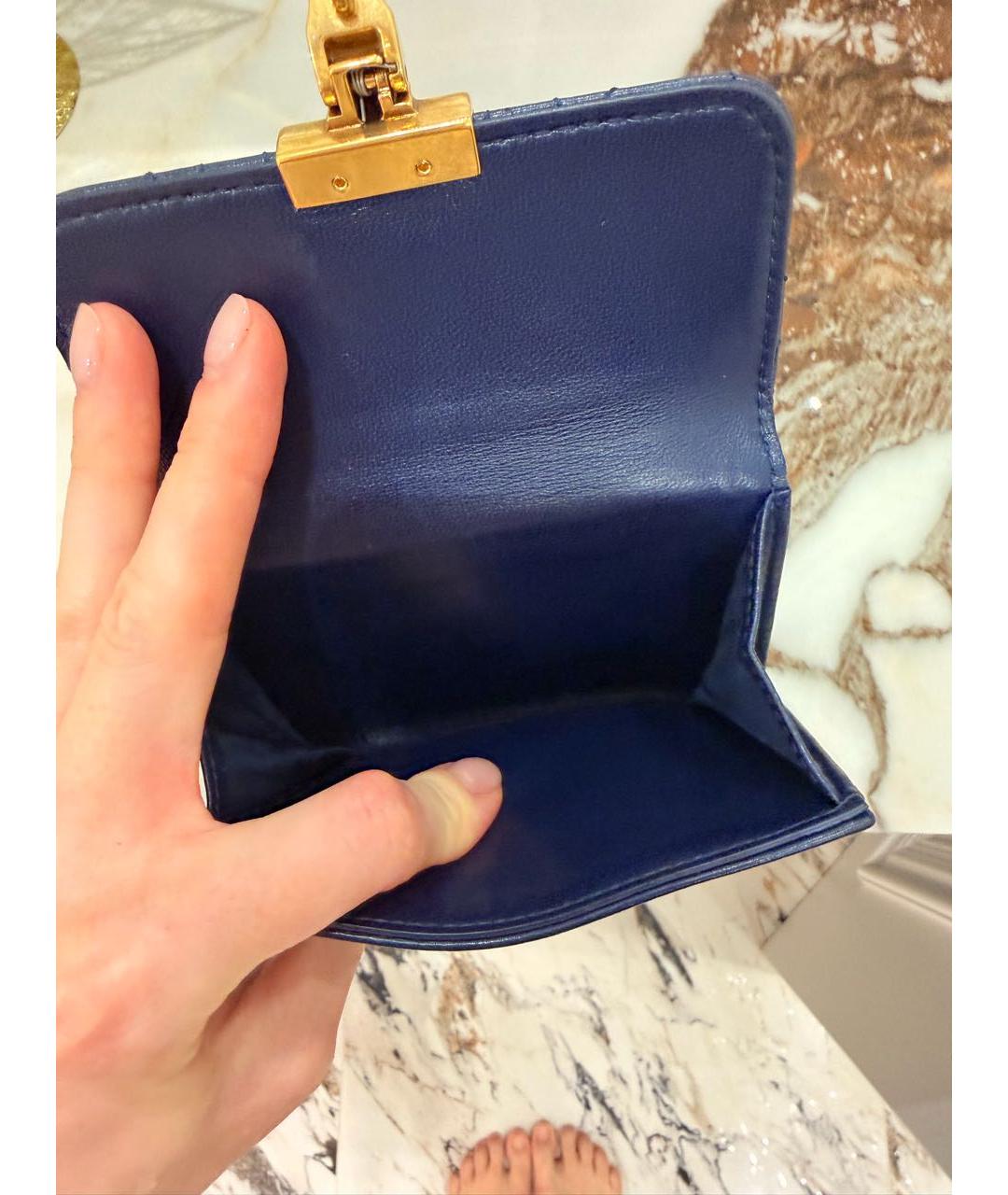 CHRISTIAN DIOR Темно-синий кожаный кошелек, фото 3