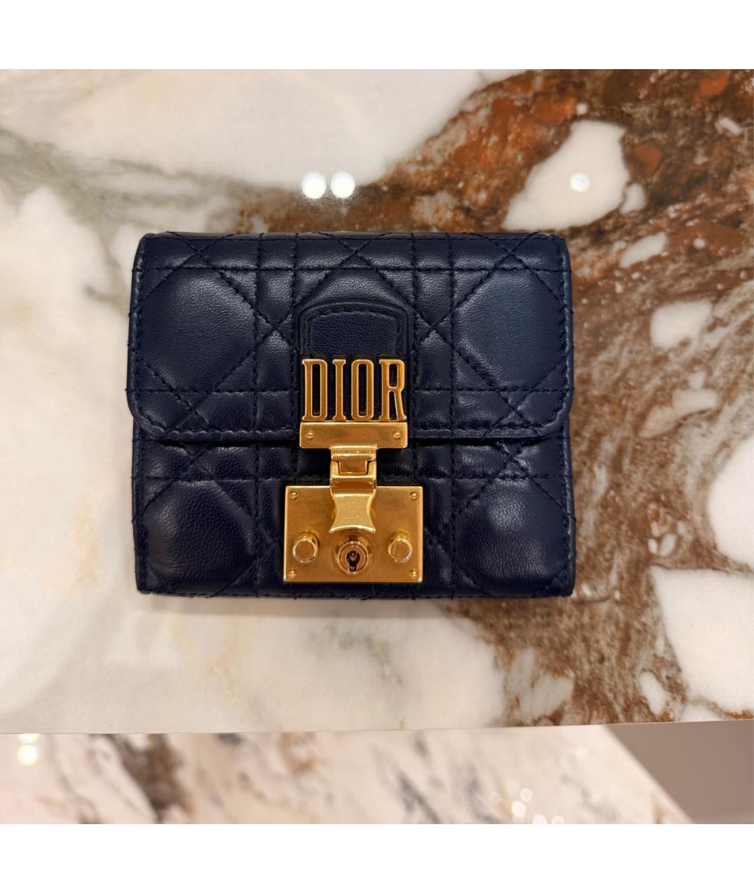 CHRISTIAN DIOR Темно-синий кожаный кошелек, фото 6