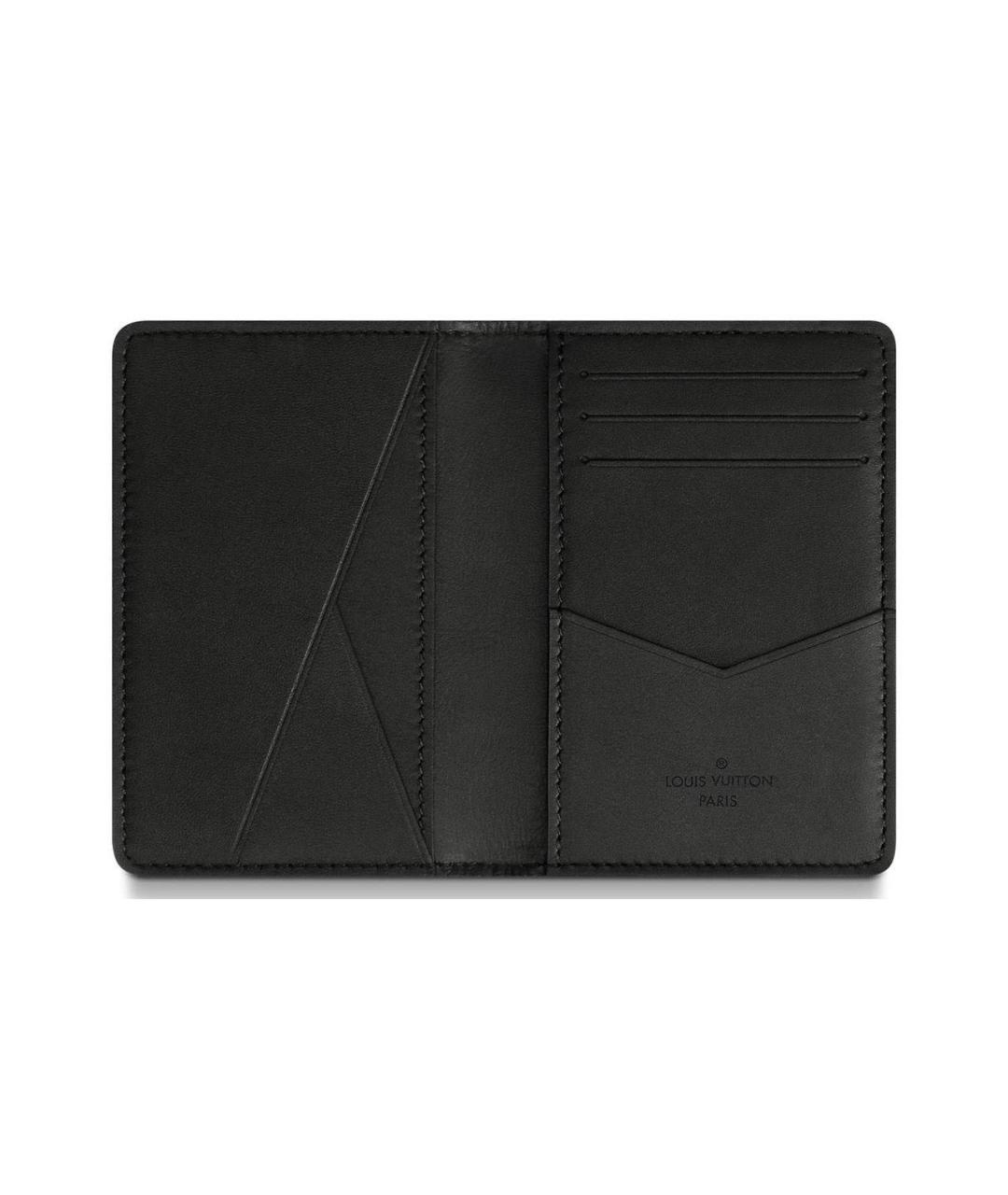 LOUIS VUITTON Черный кожаный кардхолдер, фото 3