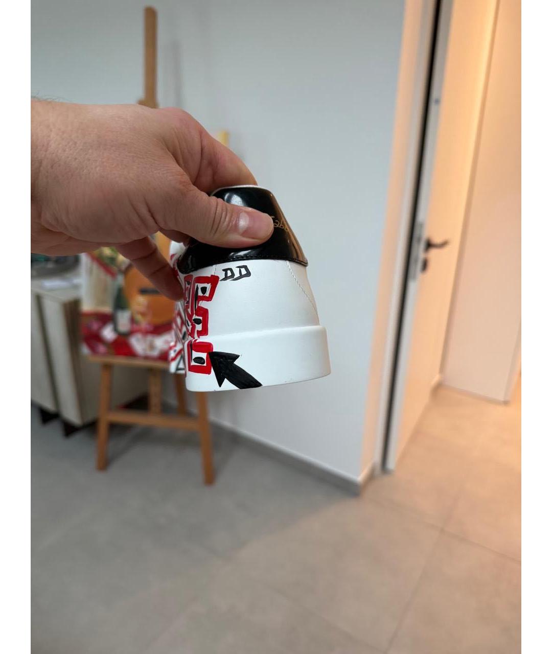 DOLCE&GABBANA Белые кожаные низкие кроссовки / кеды, фото 8