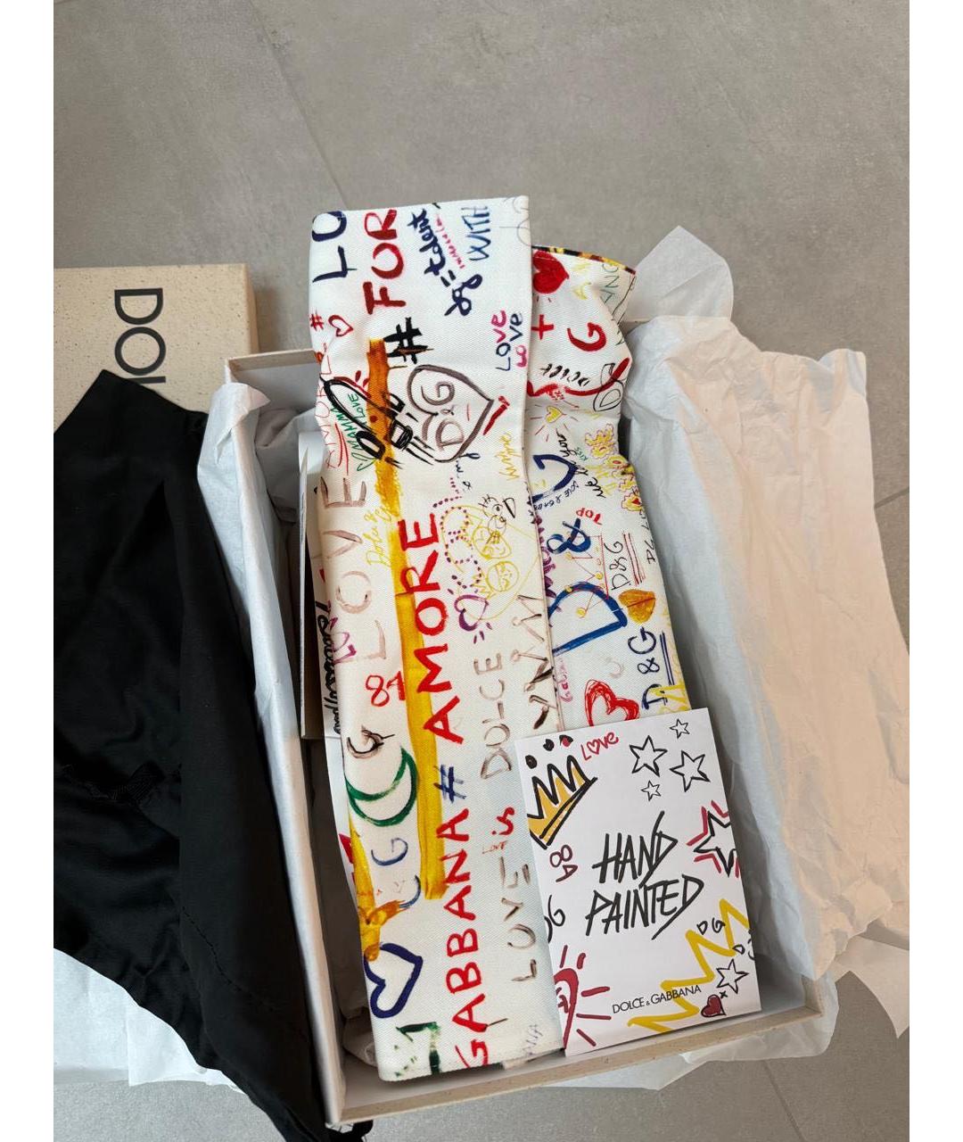 DOLCE&GABBANA Белые кожаные низкие кроссовки / кеды, фото 7