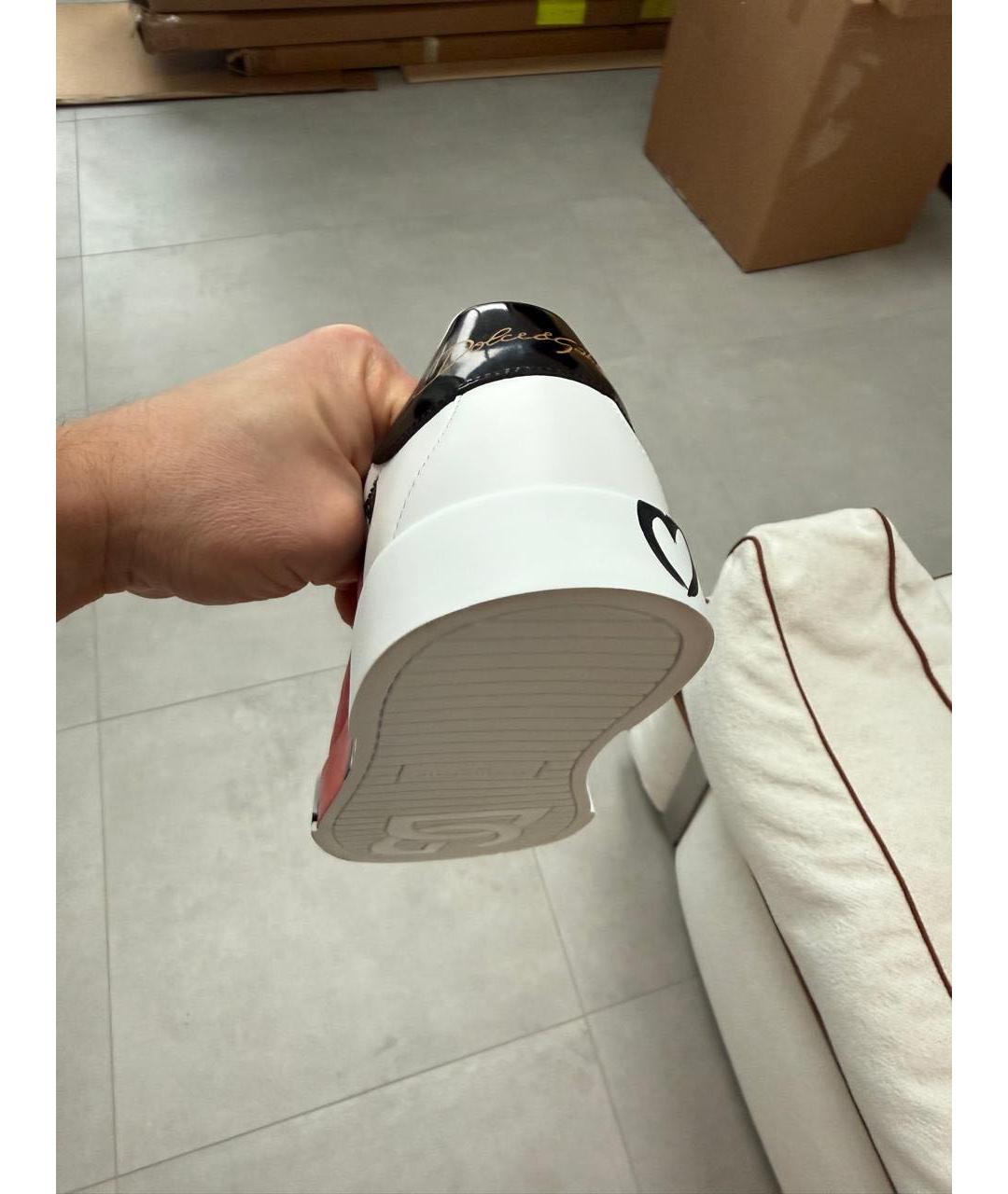 DOLCE&GABBANA Белые кожаные низкие кроссовки / кеды, фото 5