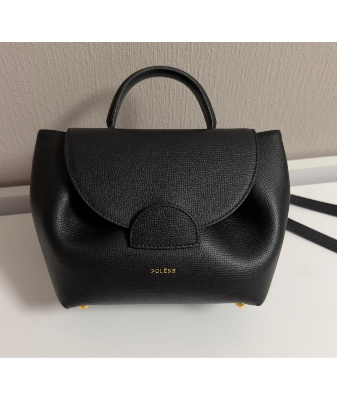 POLENE Черная кожаная сумка через плечо, фото 7