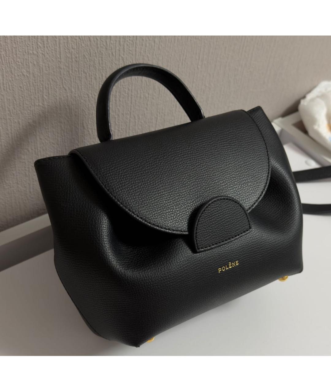 POLENE Черная кожаная сумка через плечо, фото 2