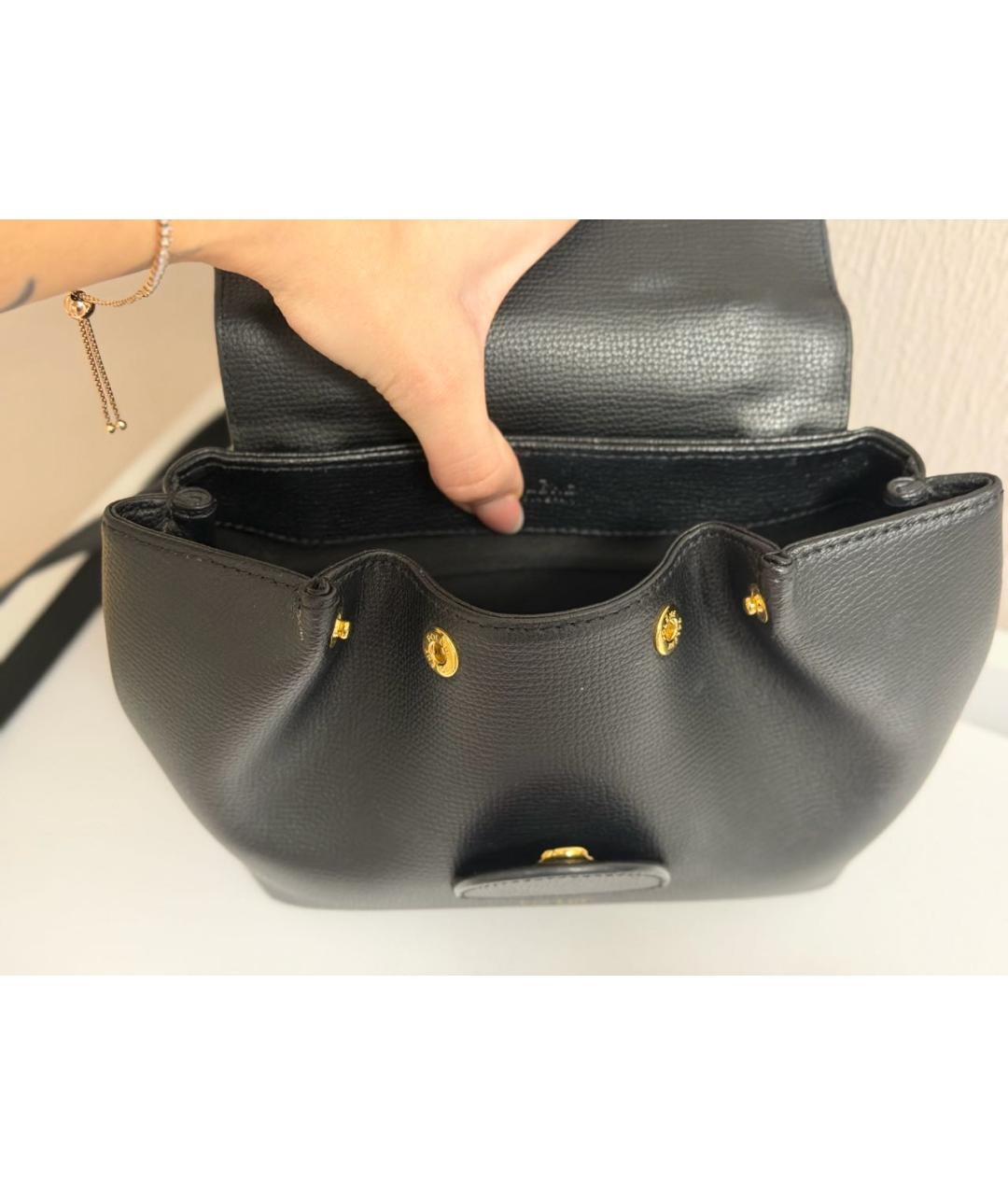 POLENE Черная кожаная сумка через плечо, фото 4