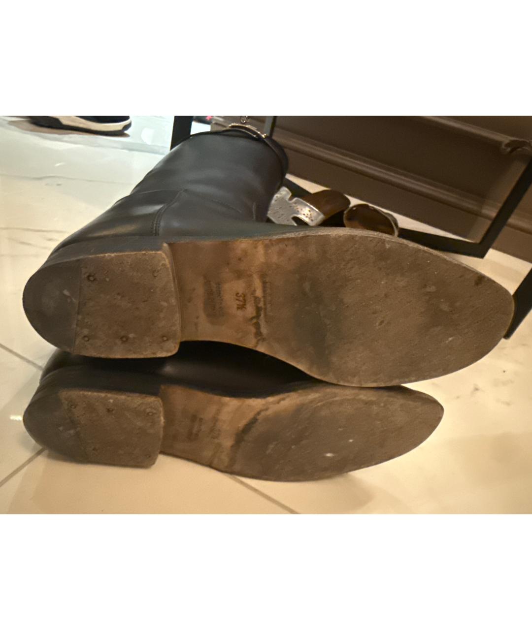 HERMES Черные кожаные сапоги, фото 5