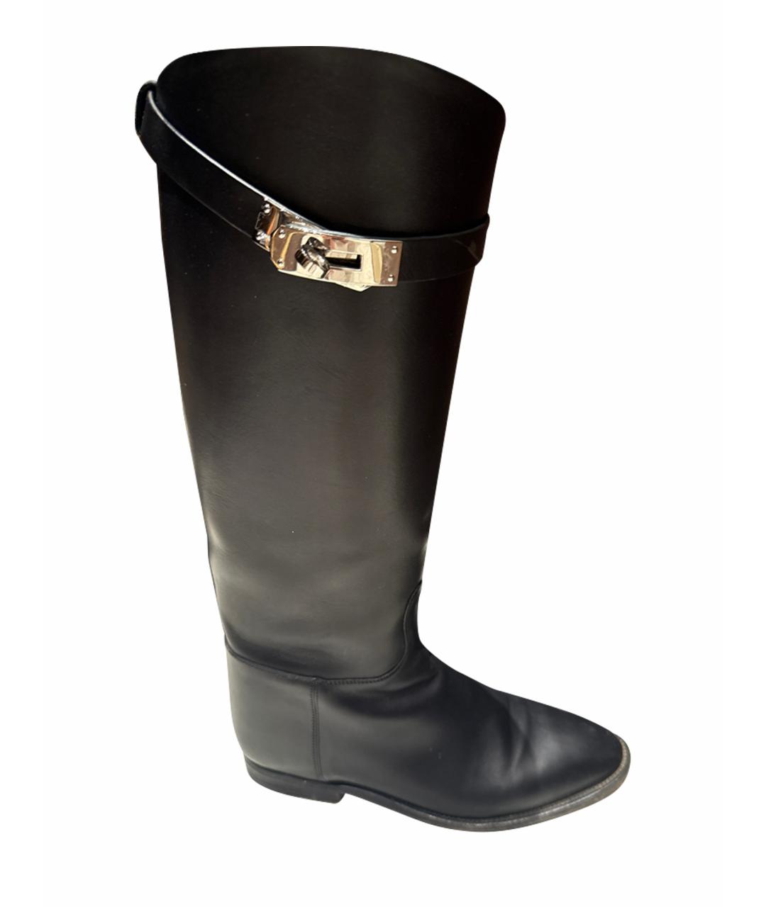 HERMES Черные кожаные сапоги, фото 1