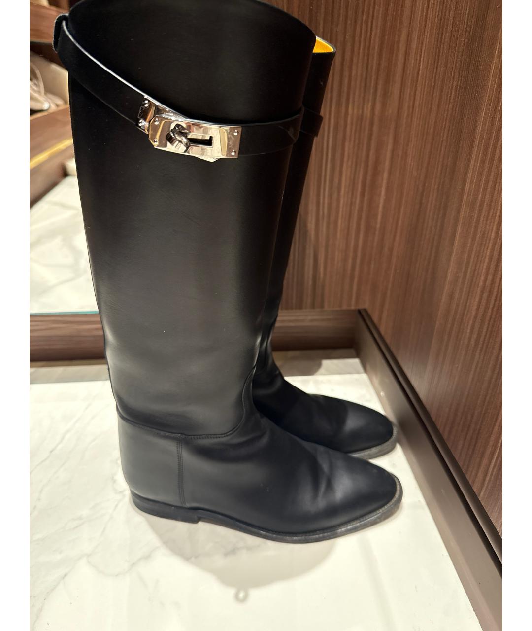 HERMES Черные кожаные сапоги, фото 6
