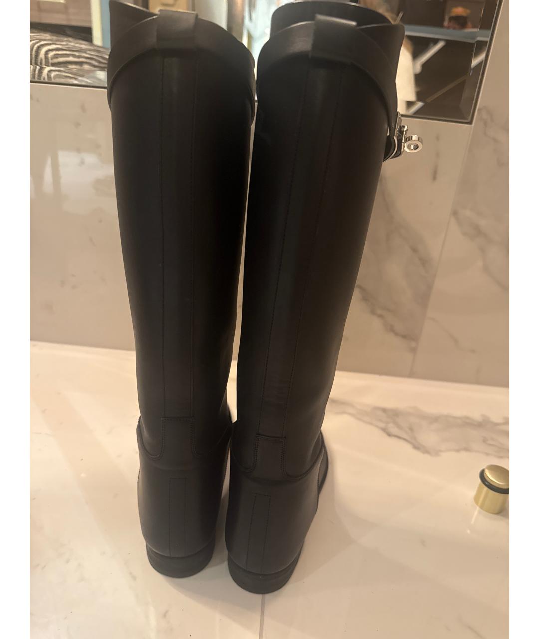 HERMES Черные кожаные сапоги, фото 4
