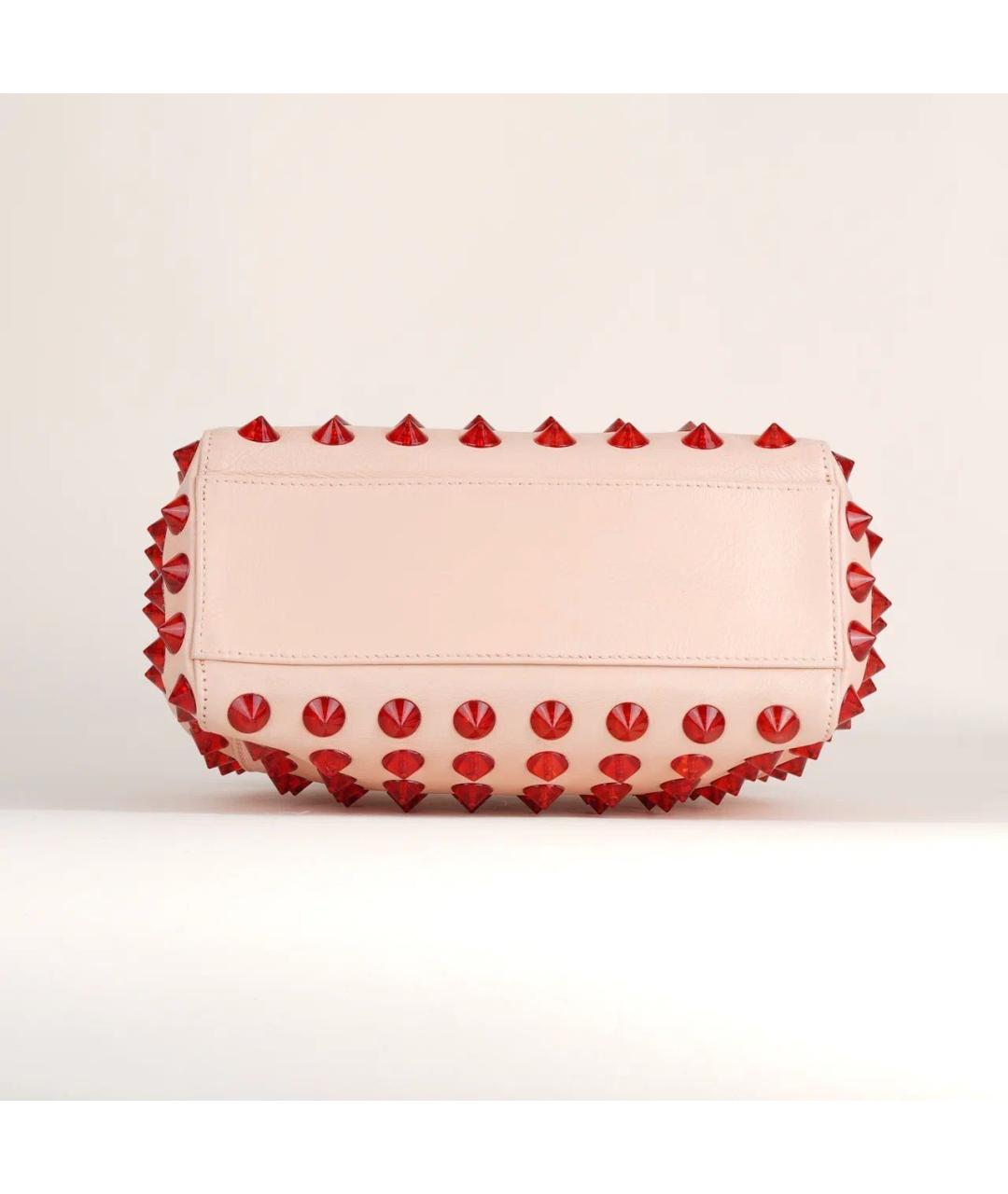 FENDI Бежевая кожаная сумка с короткими ручками, фото 5