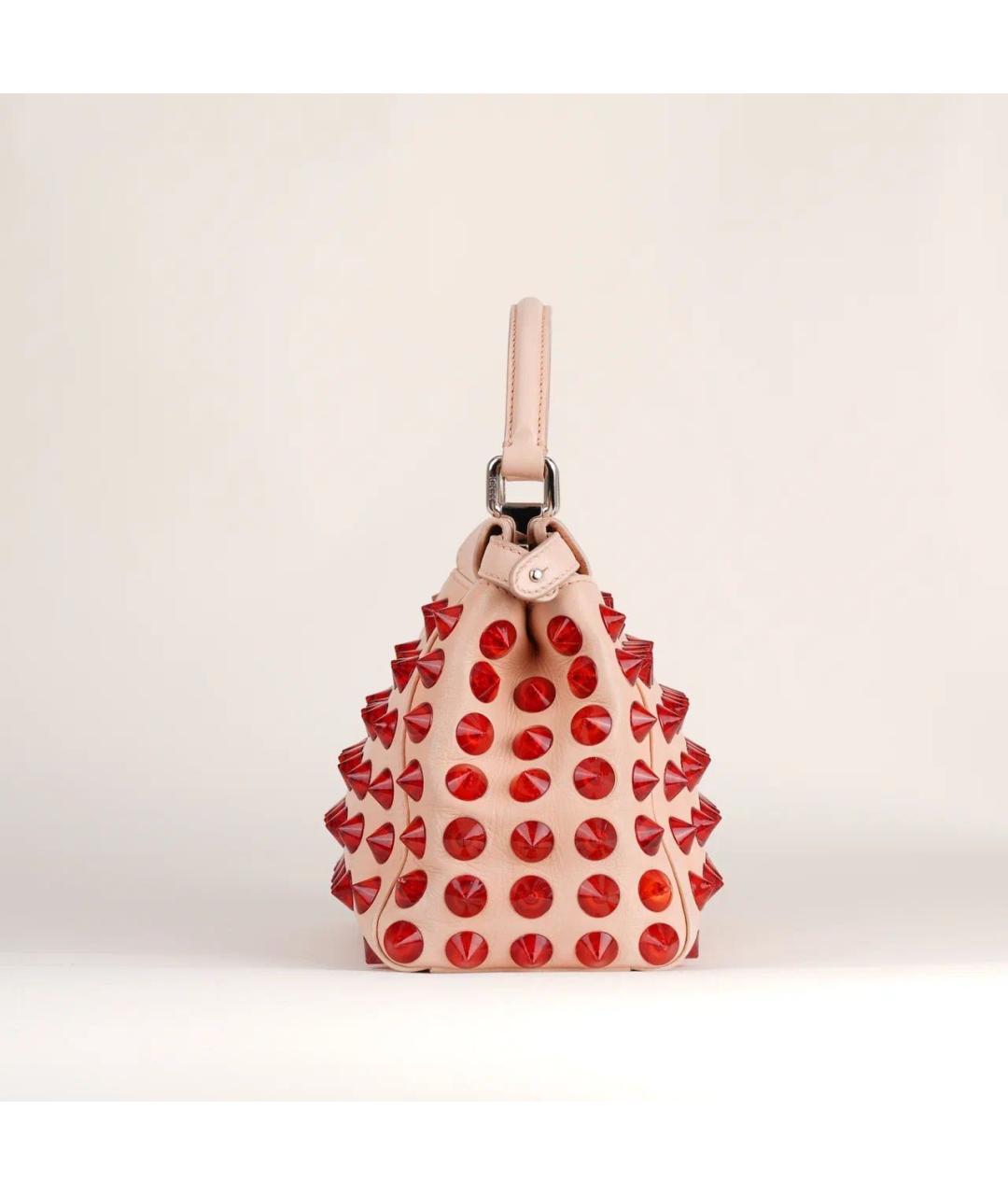 FENDI Бежевая кожаная сумка с короткими ручками, фото 3