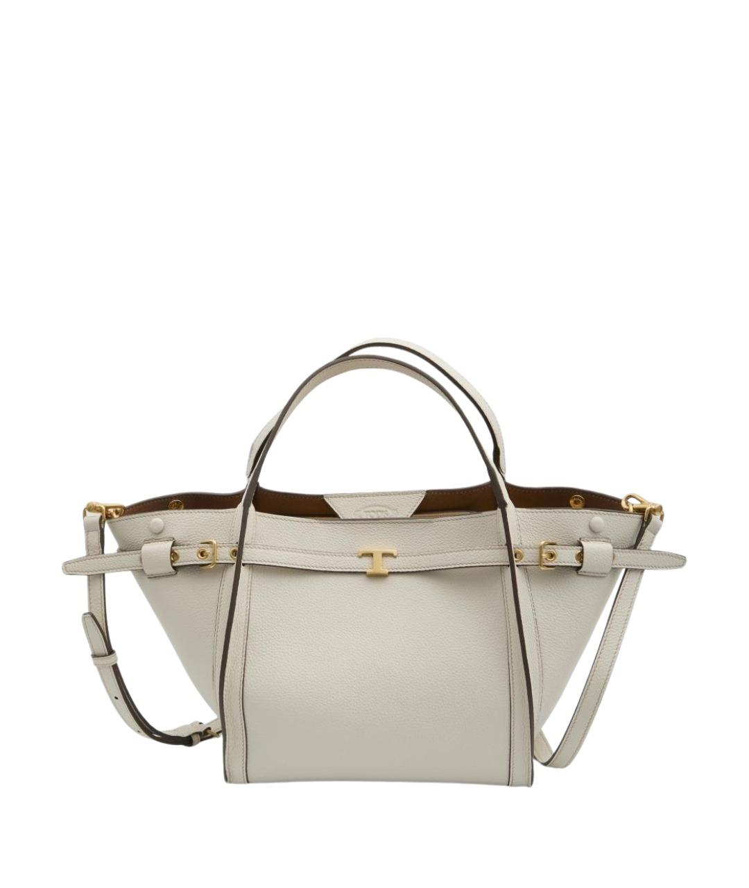 TOD'S Белая кожаная сумка тоут, фото 1