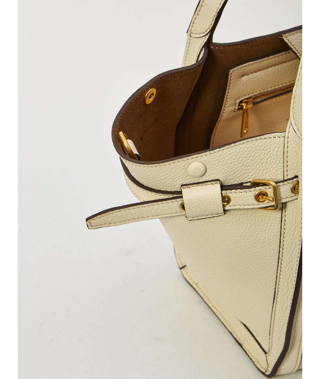 TOD'S Белая кожаная сумка тоут, фото 4