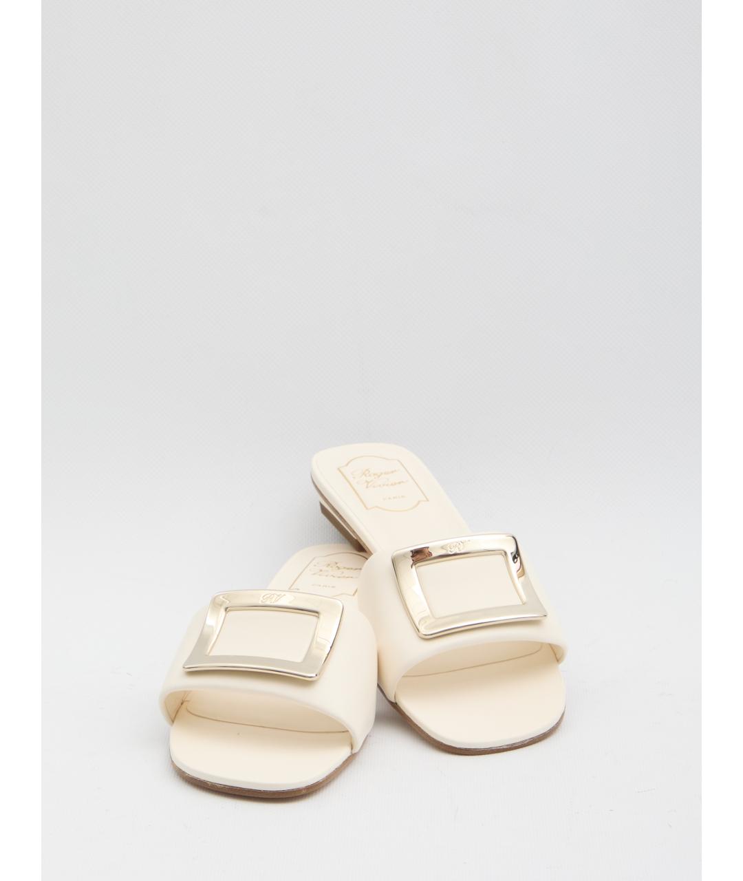 ROGER VIVIER Белые кожаные шлепанцы, фото 5