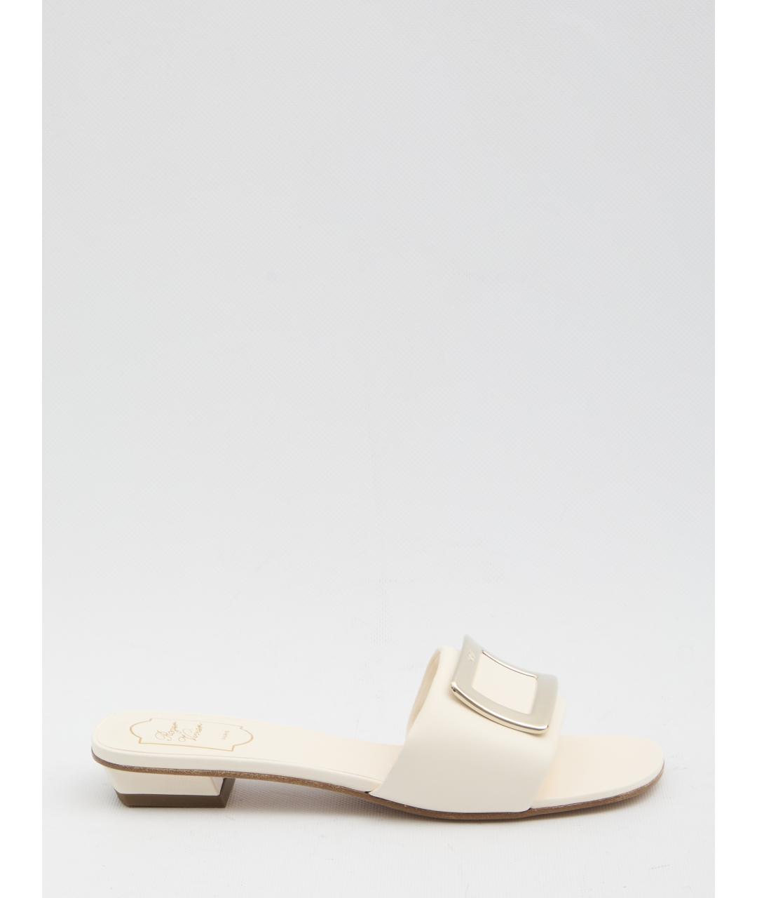 ROGER VIVIER Белые кожаные шлепанцы, фото 6