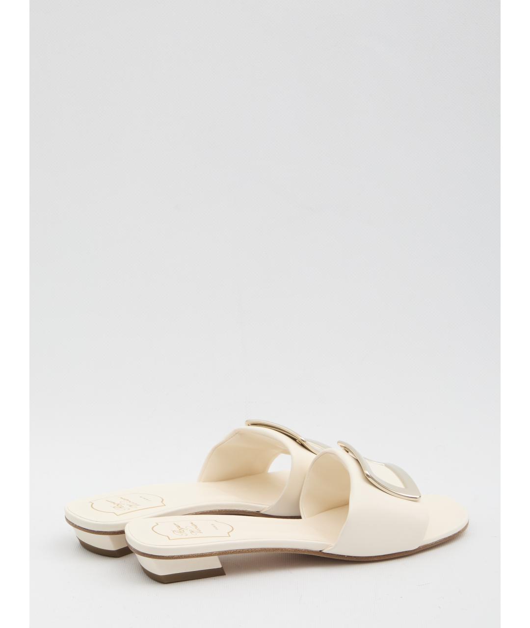 ROGER VIVIER Белые кожаные шлепанцы, фото 3