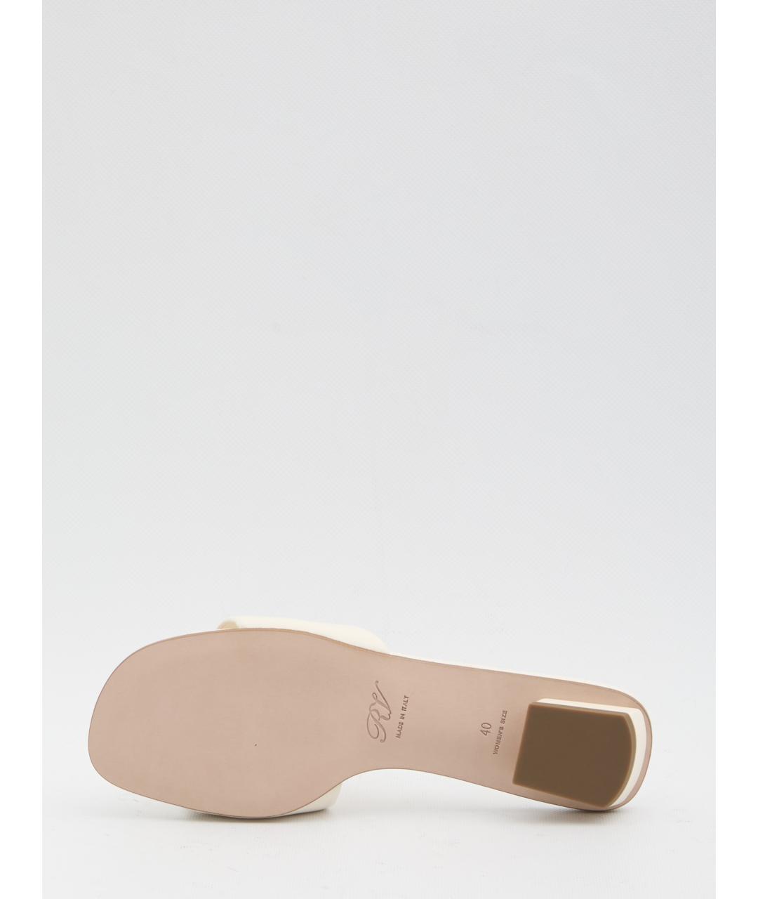 ROGER VIVIER Белые кожаные шлепанцы, фото 4