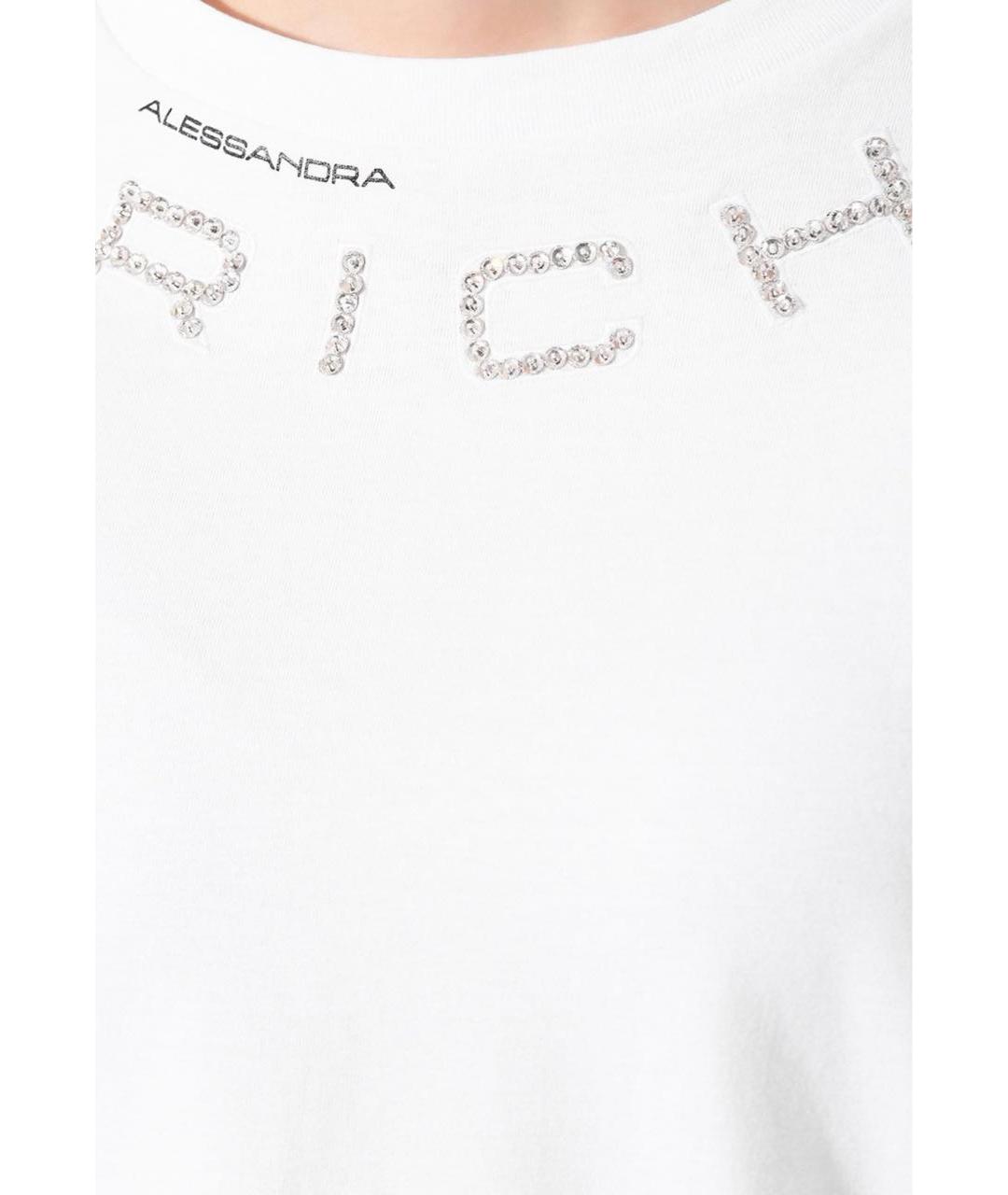 ALESSANDRA RICH Белая хлопковая футболка, фото 3