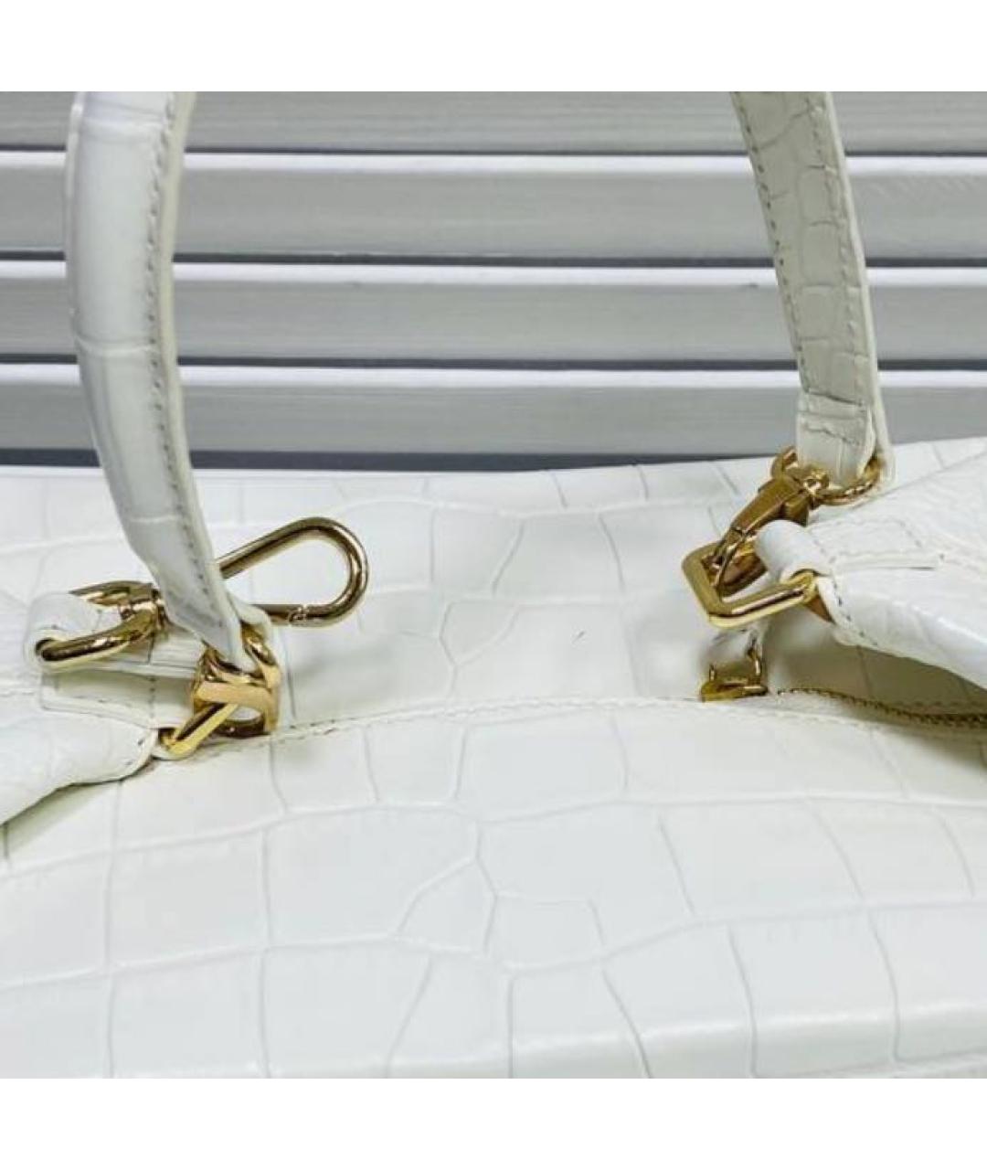 REJINA PYO Белая кожаная сумка с короткими ручками, фото 4