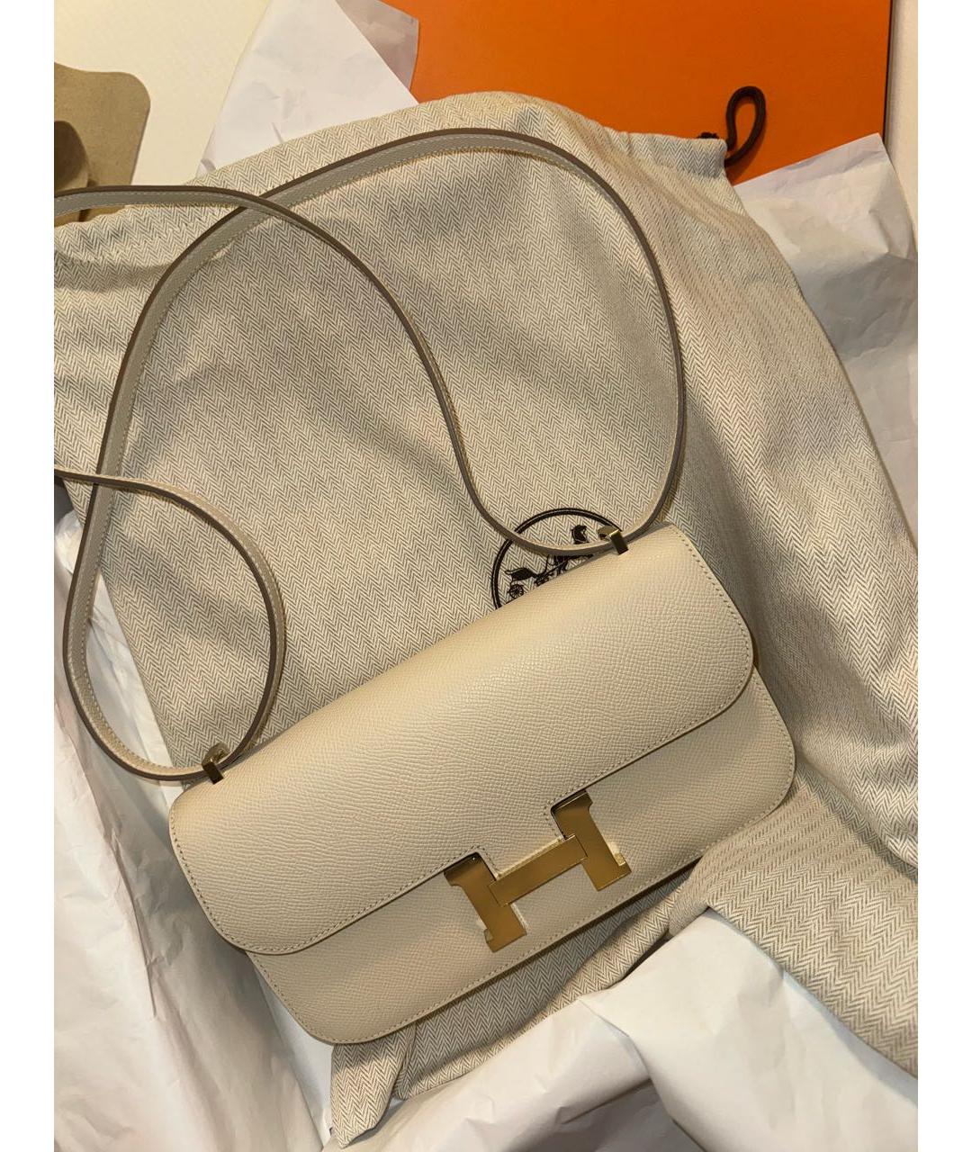 HERMES Белая кожаная сумка через плечо, фото 2