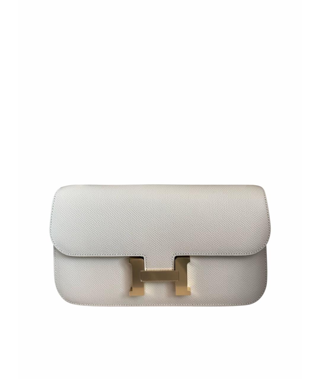 HERMES Белая кожаная сумка через плечо, фото 1