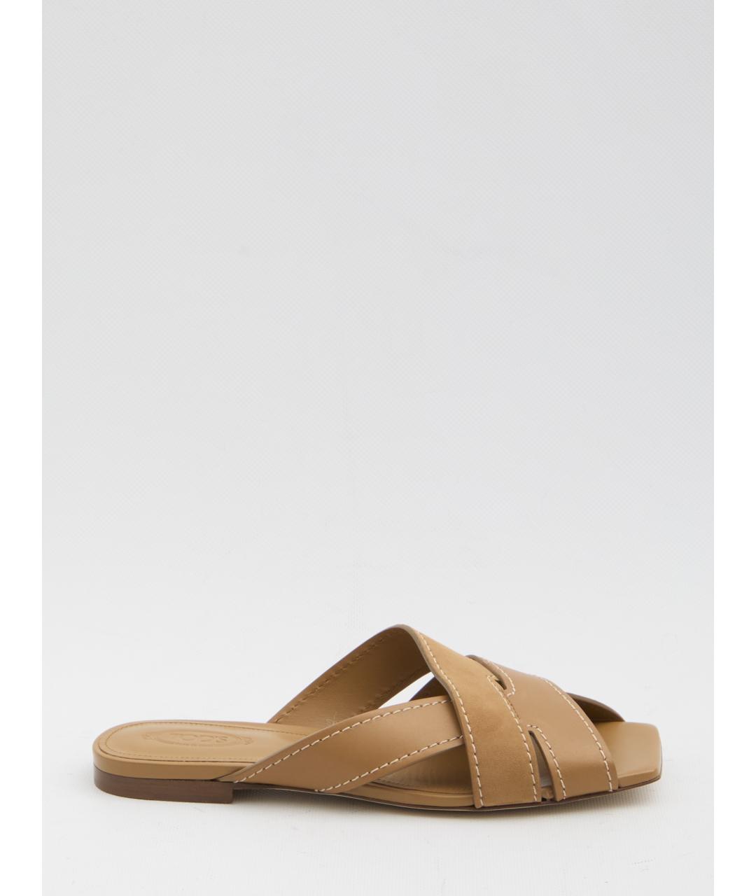 TOD'S Коричневые кожаные шлепанцы, фото 6