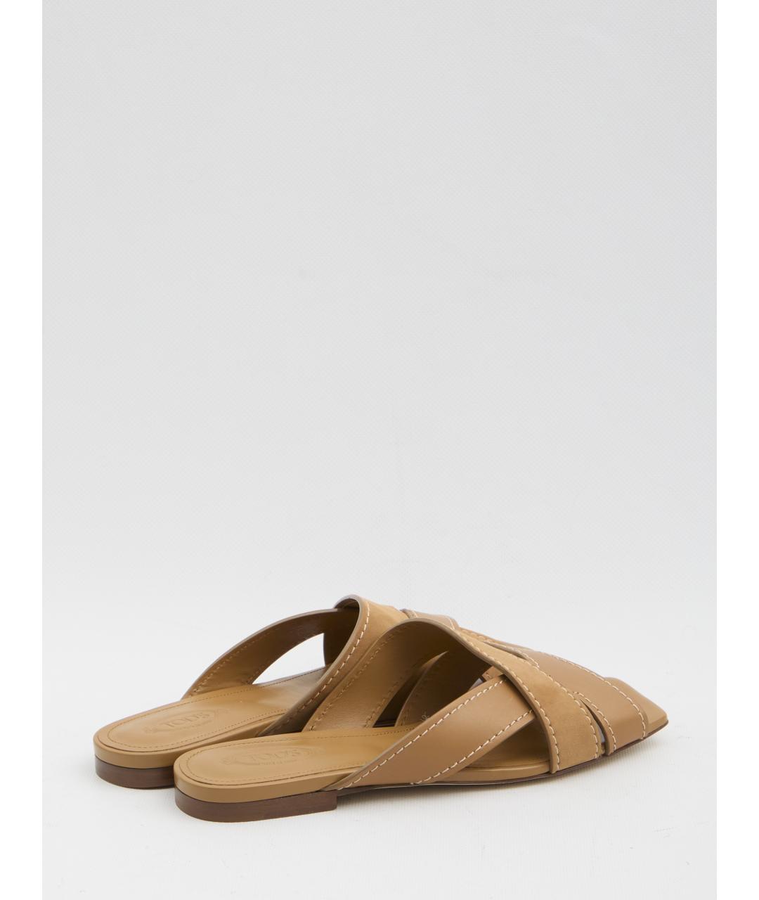 TOD'S Коричневые кожаные шлепанцы, фото 3
