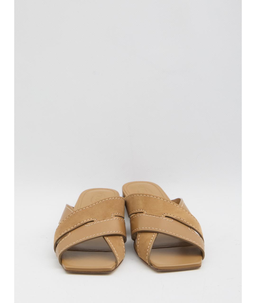 TOD'S Коричневые кожаные шлепанцы, фото 5