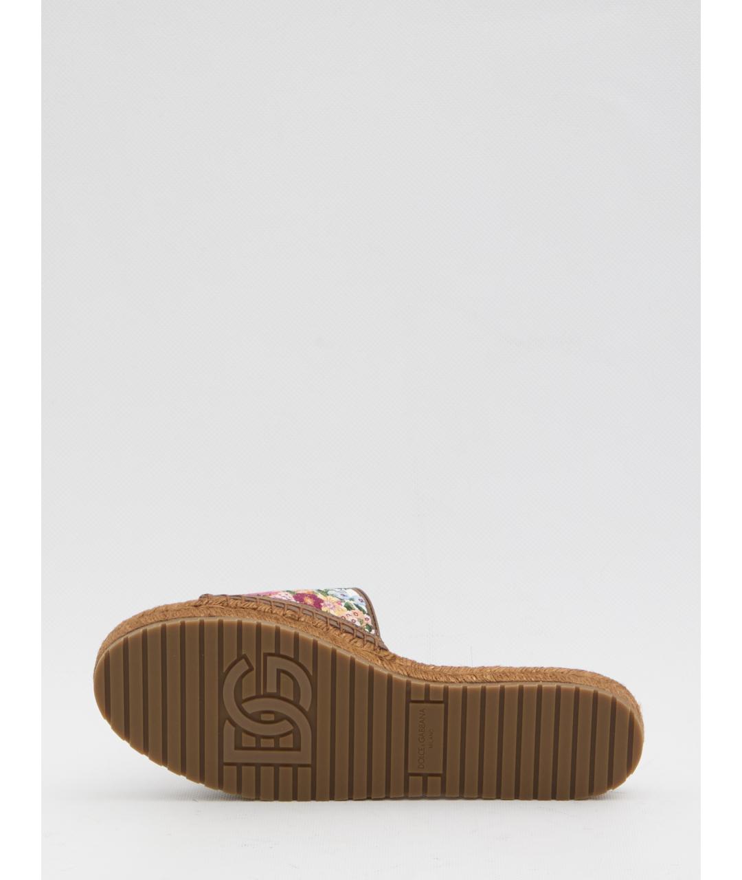 DOLCE&GABBANA Мульти текстильные шлепанцы, фото 4