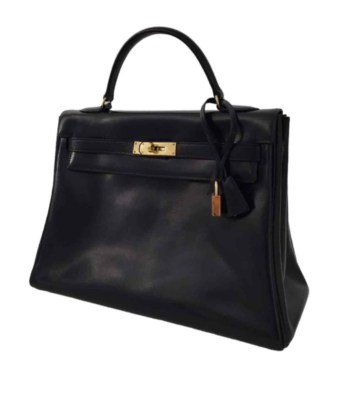 HERMES Темно-синяя кожаная сумка с короткими ручками, фото 2