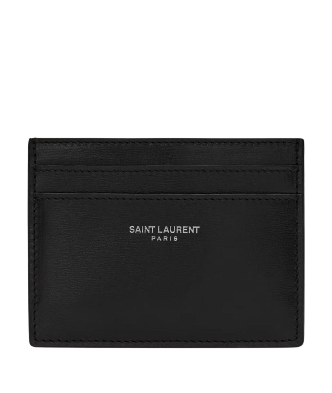 SAINT LAURENT Черный кожаный кардхолдер, фото 1