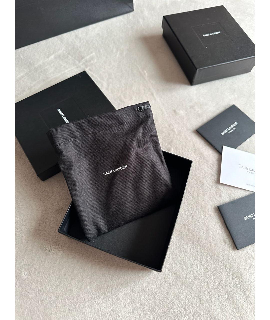 SAINT LAURENT Черный кожаный кардхолдер, фото 4