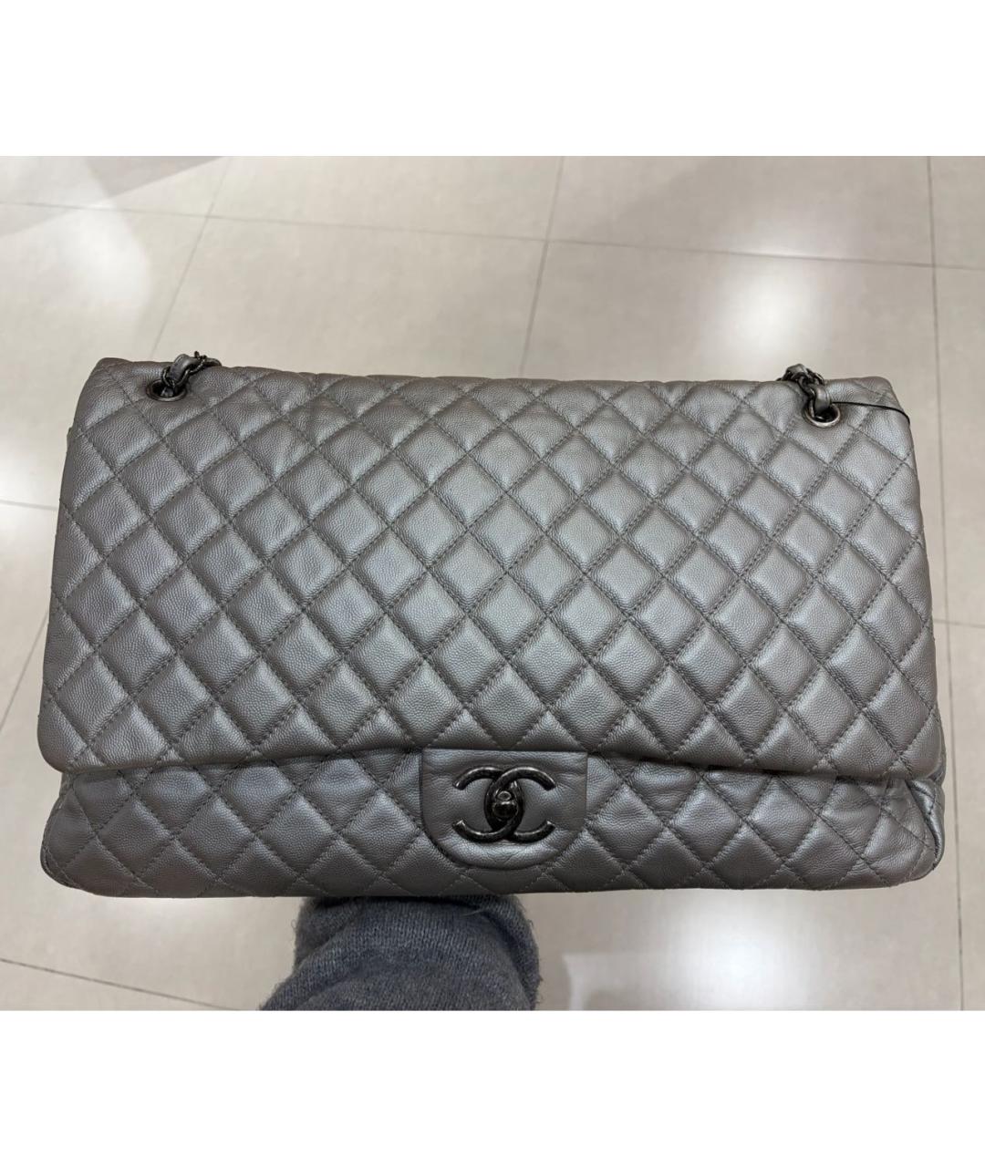 CHANEL Серебряная кожаная сумка через плечо, фото 2