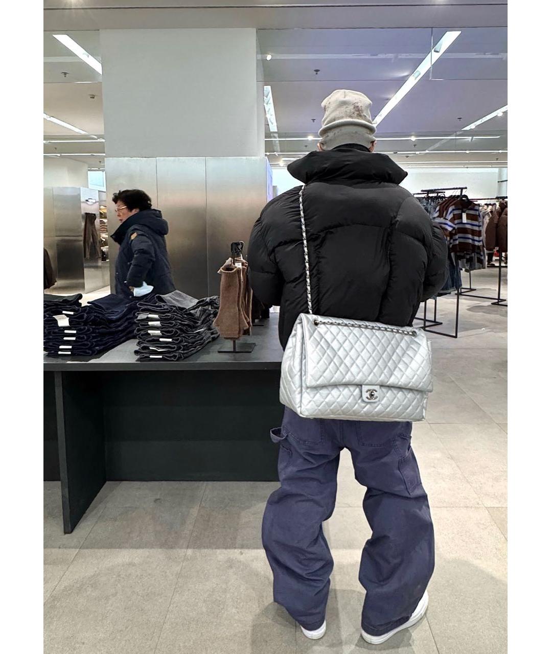 CHANEL Серебряная кожаная сумка через плечо, фото 8