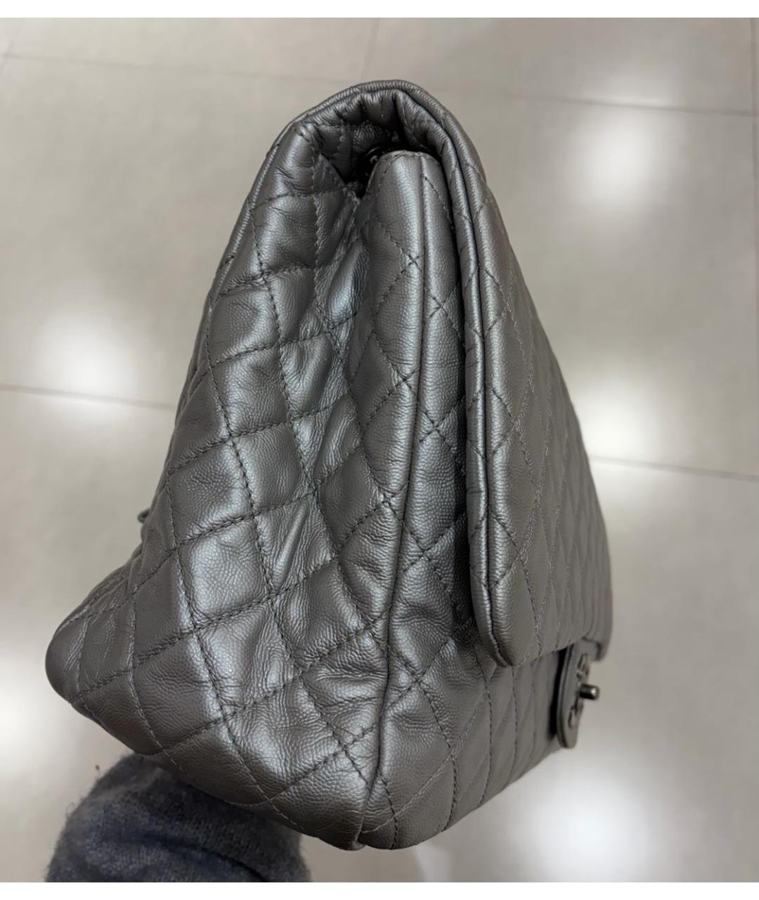CHANEL Серебряная кожаная сумка через плечо, фото 3