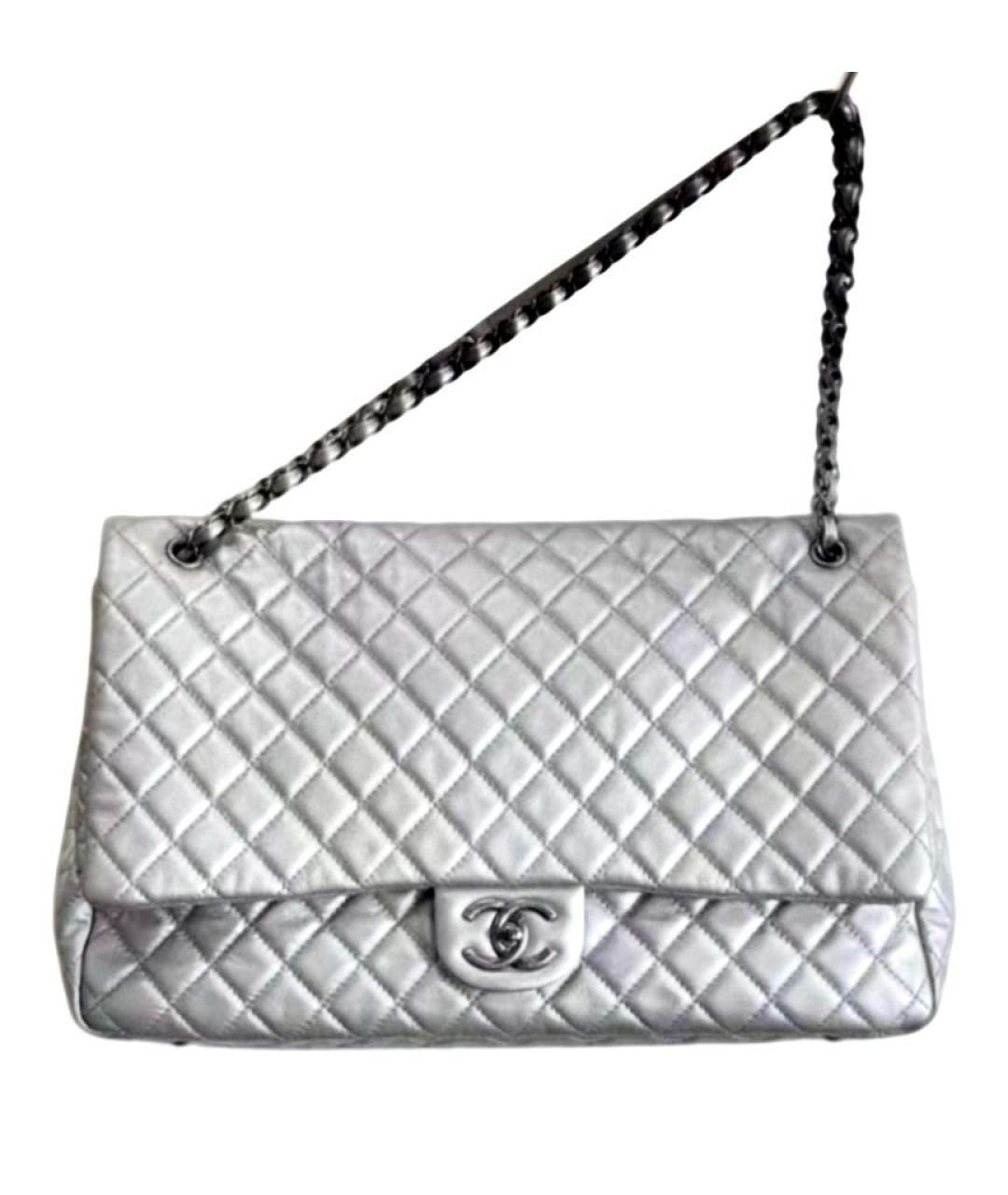 CHANEL Серебряная кожаная сумка через плечо, фото 9