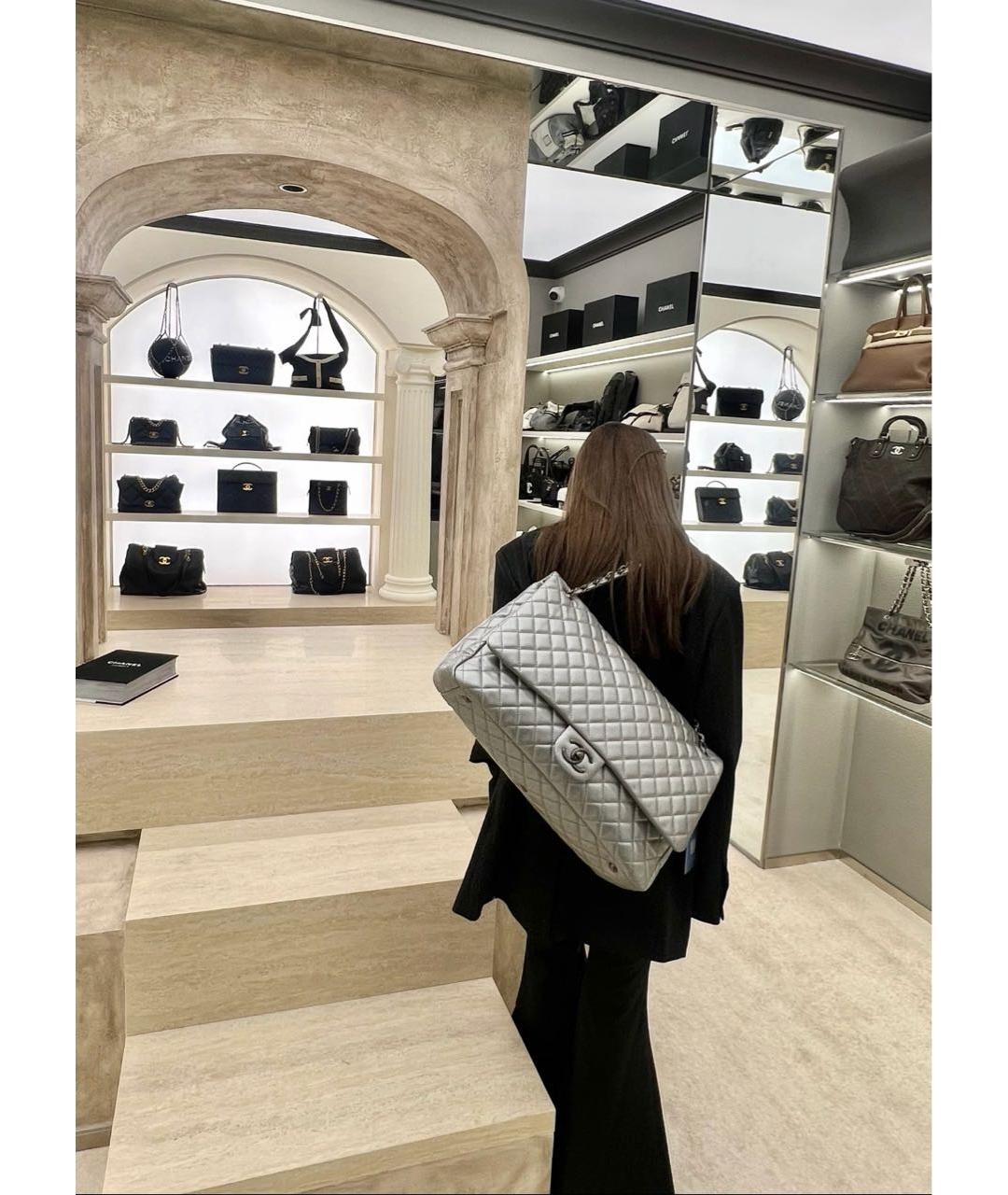 CHANEL Серебряная кожаная сумка через плечо, фото 6