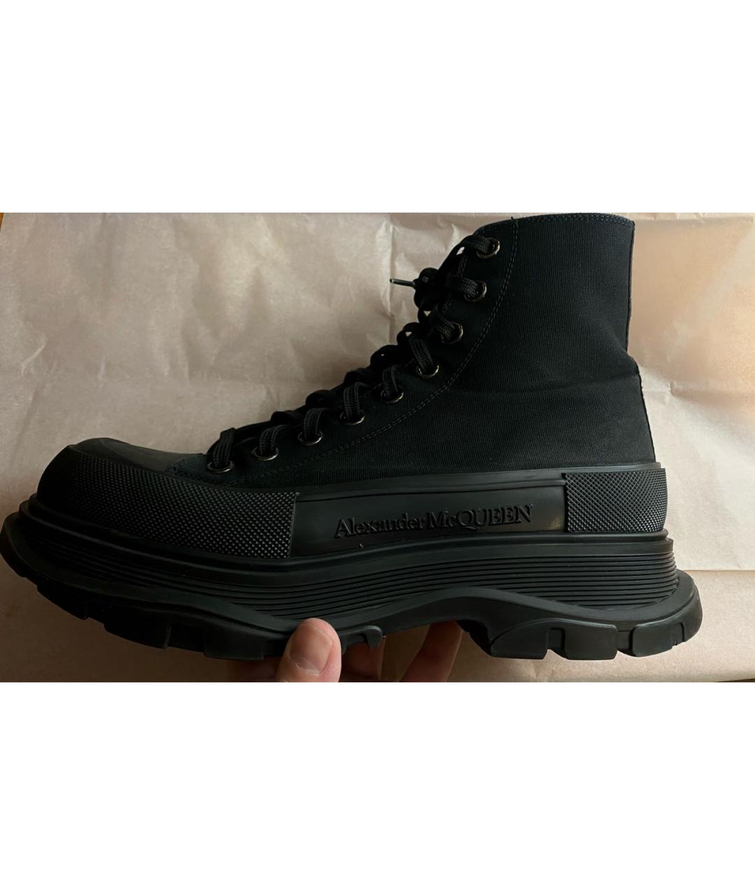 ALEXANDER MCQUEEN Черные текстильные высокие кроссовки / кеды, фото 3