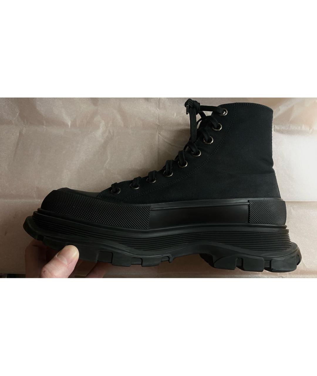 ALEXANDER MCQUEEN Черные текстильные высокие кроссовки / кеды, фото 4