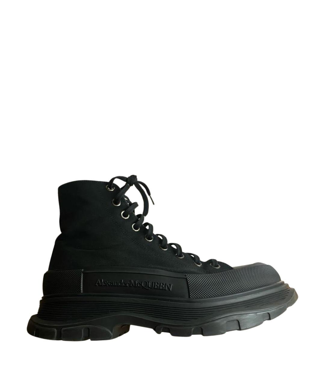 ALEXANDER MCQUEEN Черные текстильные высокие кроссовки / кеды, фото 1