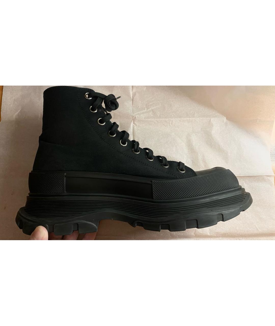 ALEXANDER MCQUEEN Черные текстильные высокие кроссовки / кеды, фото 2