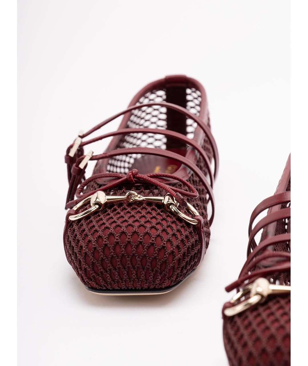 GUCCI Бордовые синтетические балетки, фото 5