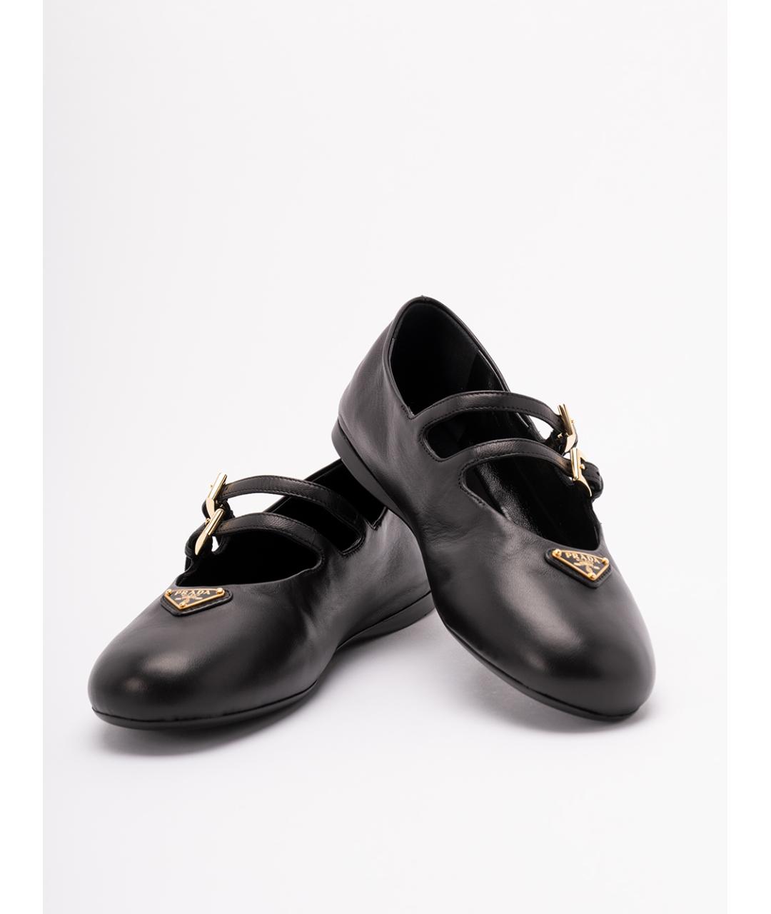 PRADA Черные кожаные балетки, фото 5