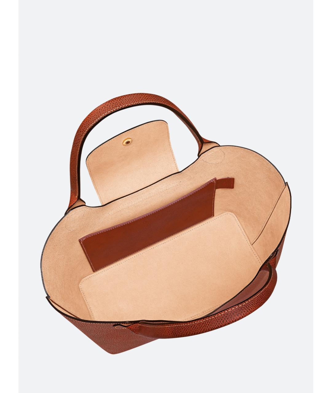 LONGCHAMP Коричневая кожаная сумка тоут, фото 4