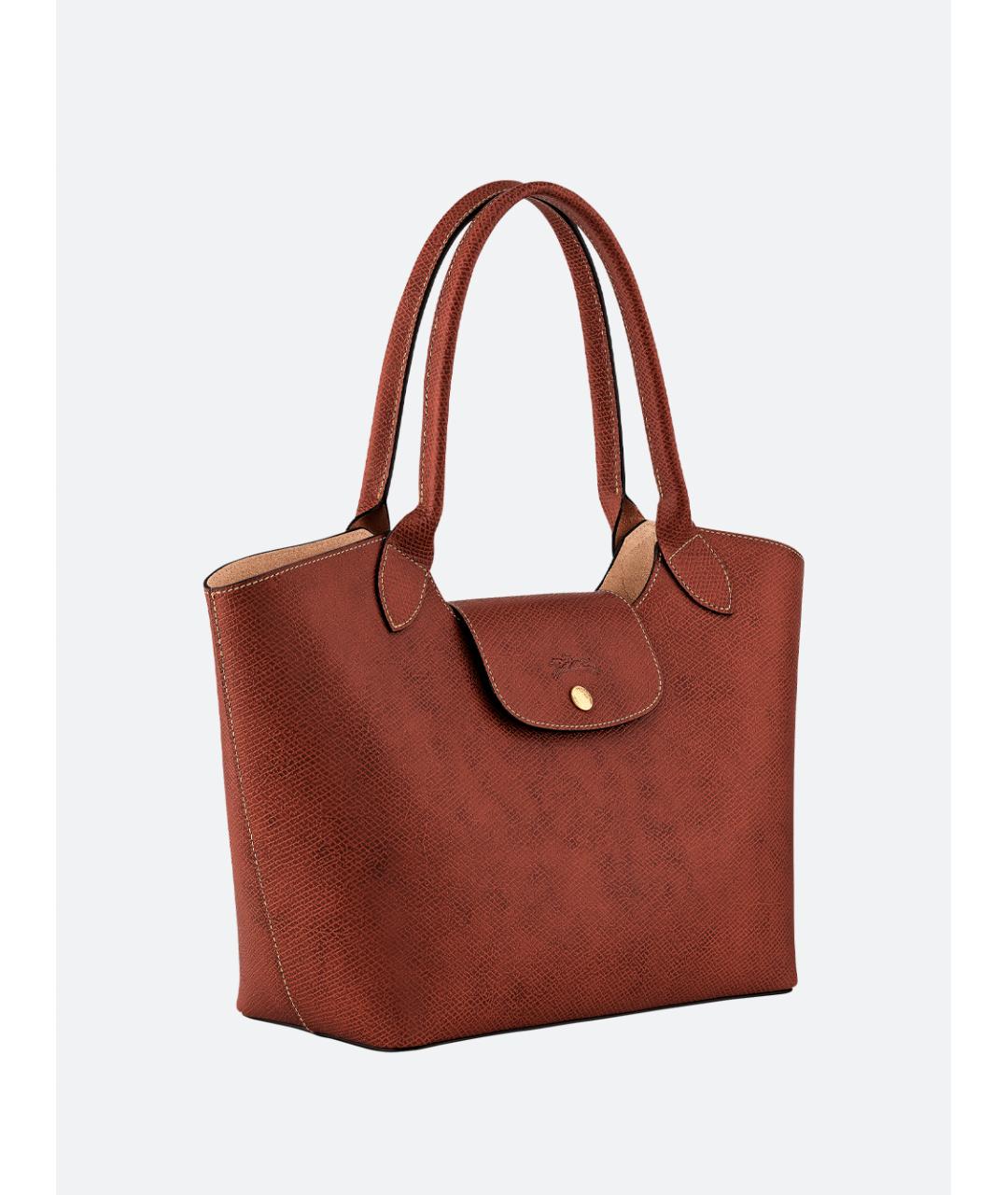 LONGCHAMP Коричневая кожаная сумка тоут, фото 3