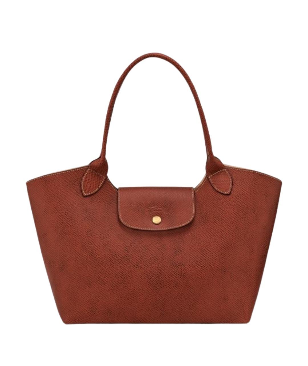 LONGCHAMP Коричневая кожаная сумка тоут, фото 1