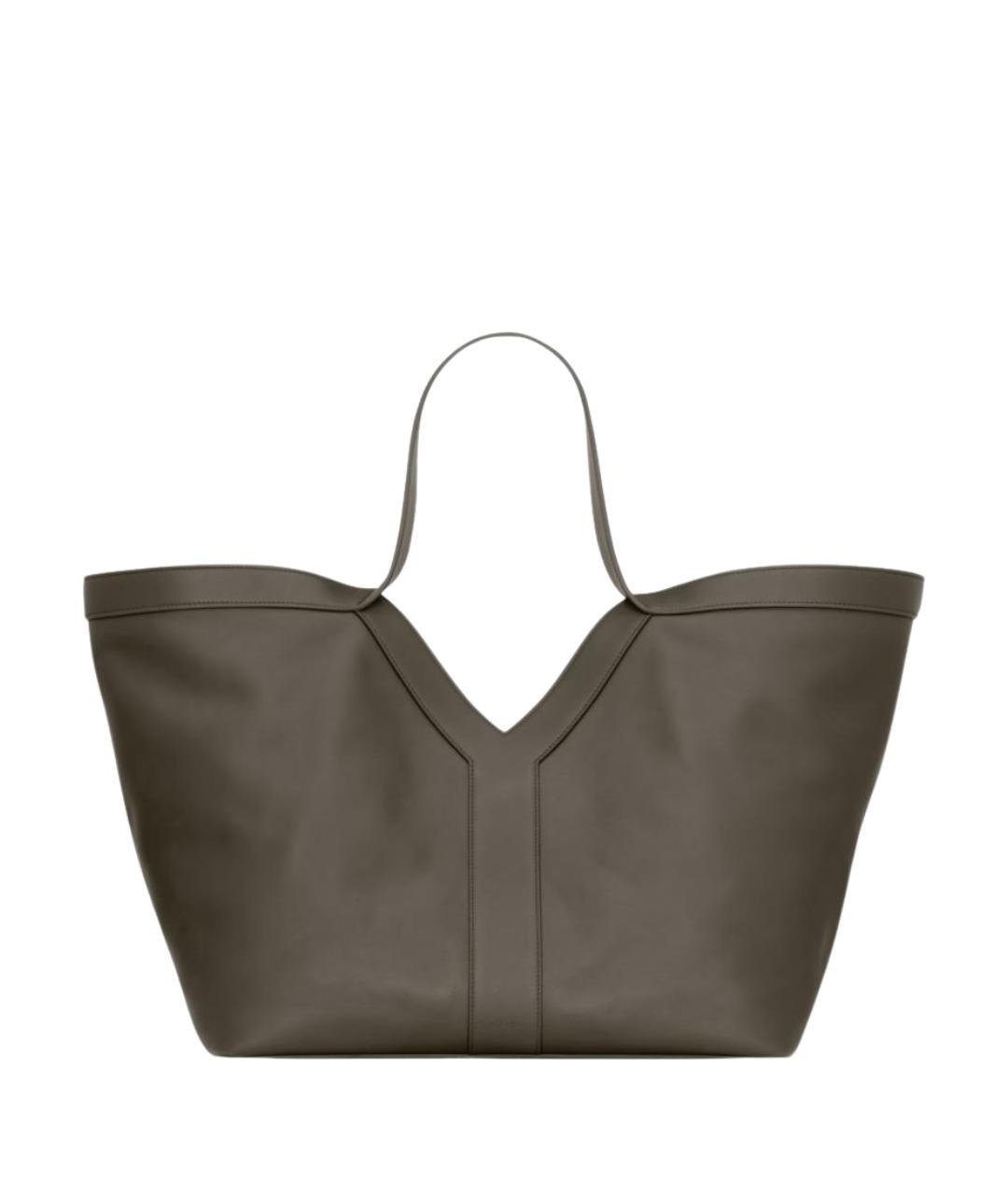 SAINT LAURENT Зеленая кожаная сумка тоут, фото 1