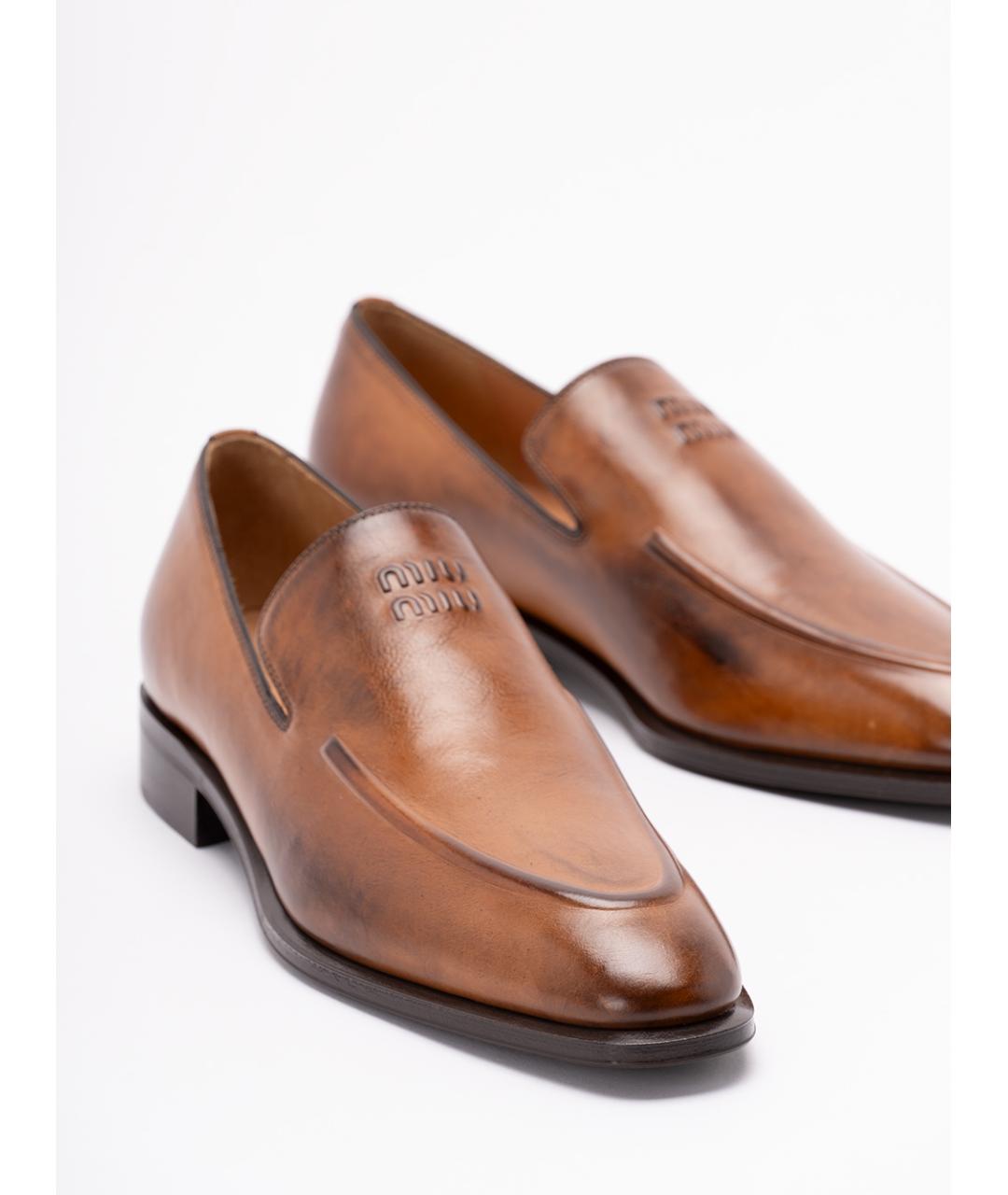 MIU MIU Коричневые кожаные лоферы, фото 5